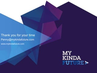 Thank you for your time
Penny@mykindafuture.com
www.mykindafuture.com
 
