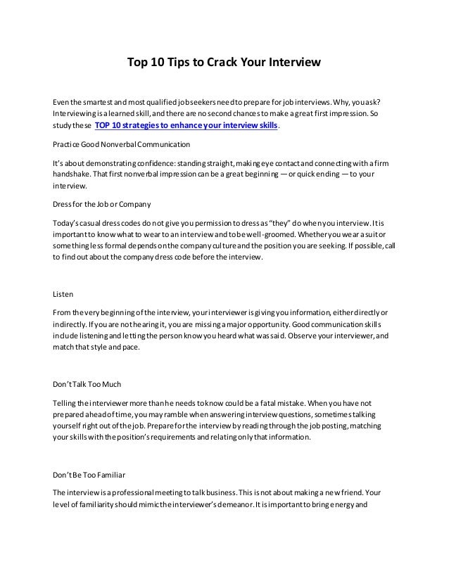 top 10 interview tips for sucess top 10 interview tips