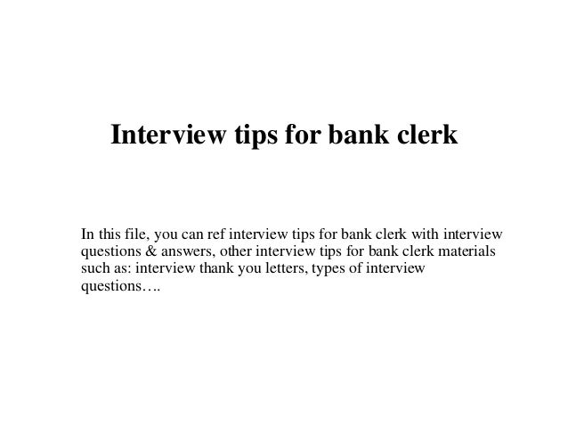 Interview tips for bank clerk