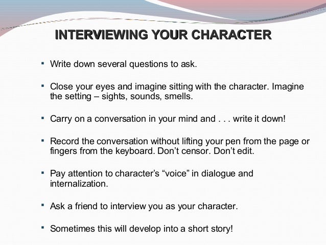 character interview questions