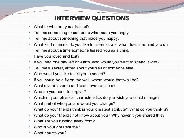 character interview questions