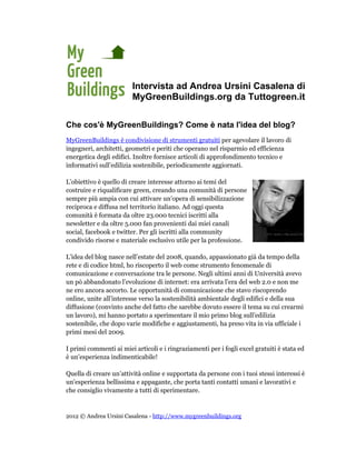 Andrea Ursini Casalena di MyGreenBuildings.org intervista Tuttogreen.it