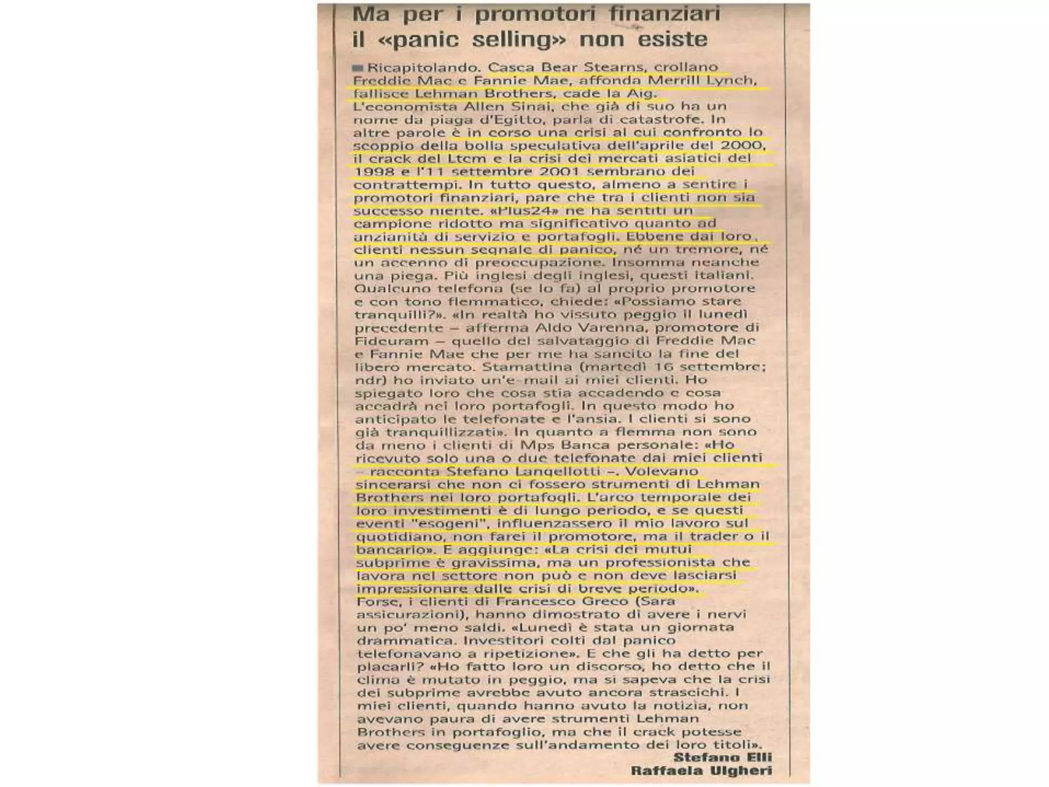 Intervista Plus Sole 24 Ore - 20 settembre 2008