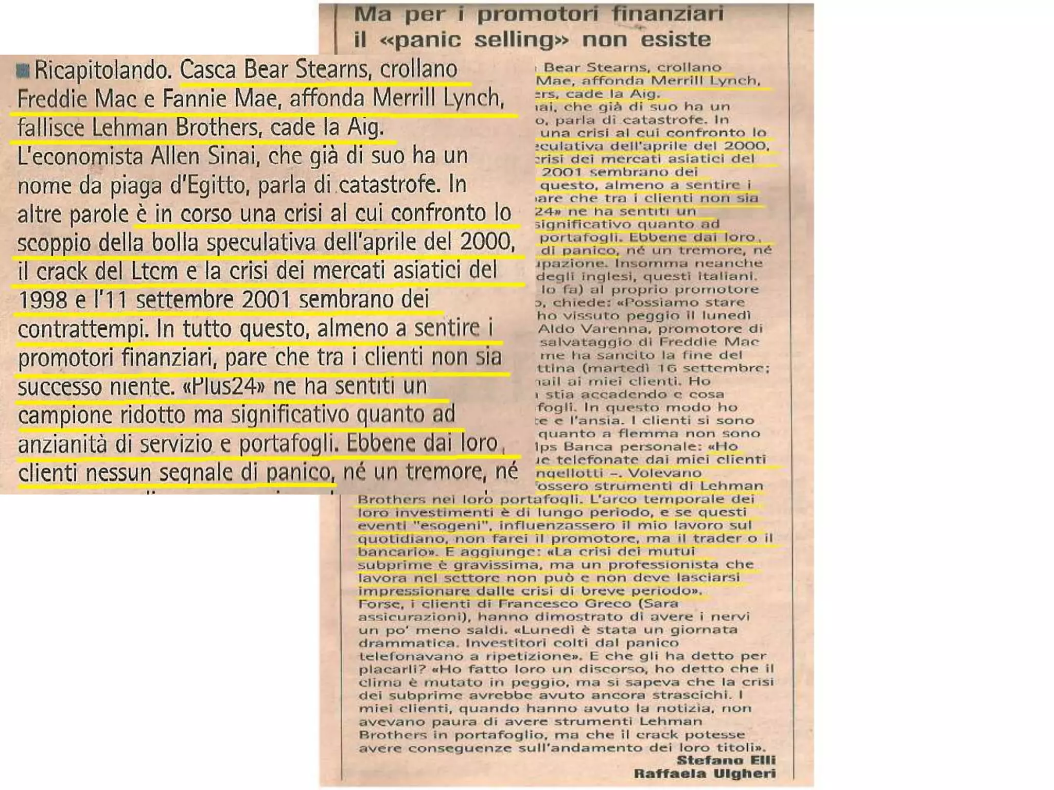 Intervista Plus Sole 24 Ore - 20 settembre 2008