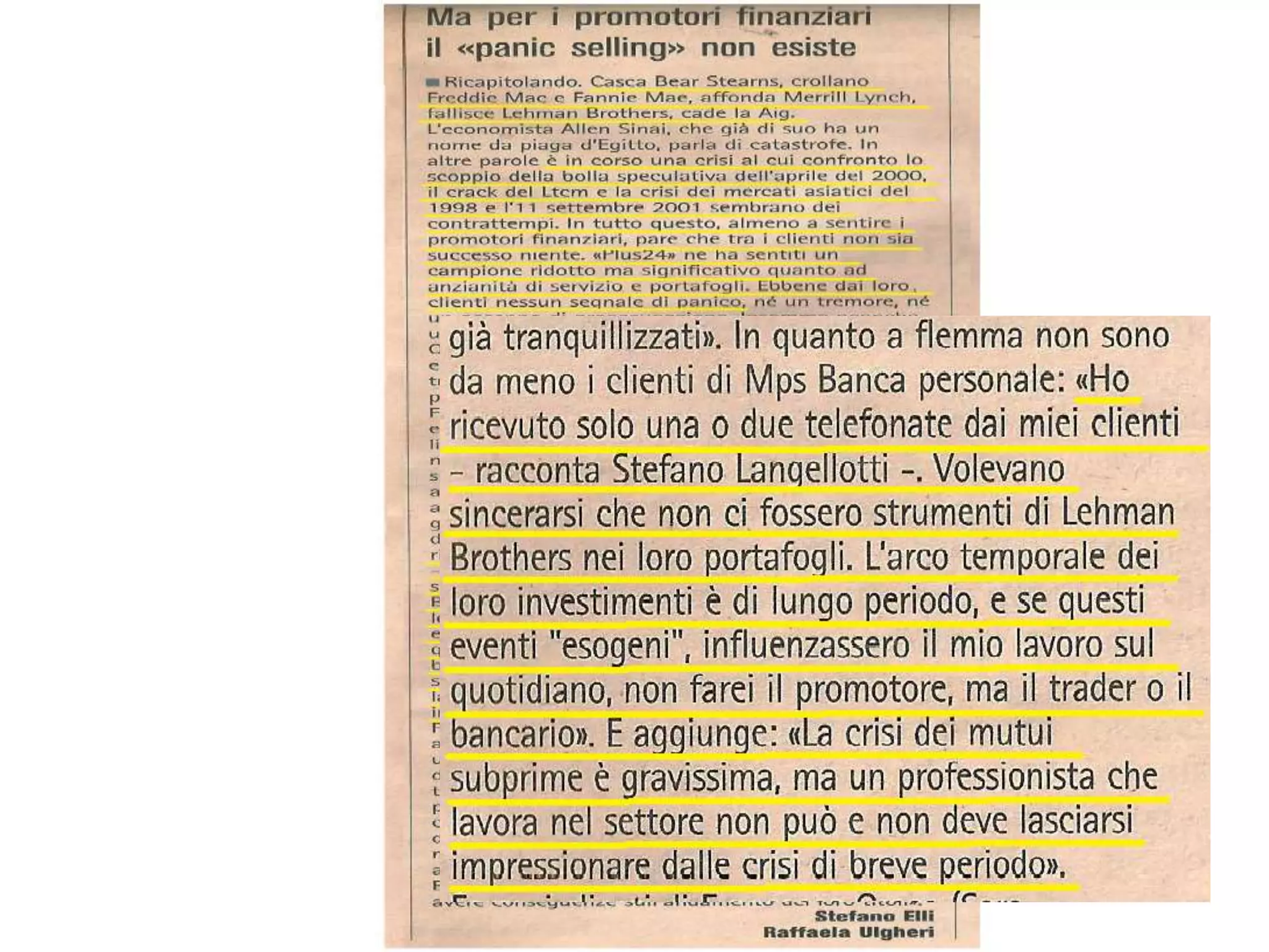 Intervista Plus Sole 24 Ore - 20 settembre 2008