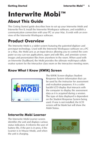 Interwrite mobi getting started | PDF