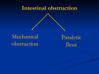 Intestinal   obstruction Mechanical   obstruction Paralytic Ileus 