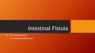 Intestinal Fistula
By : Dr. Fouad Aldhaheri
Dr. Abdullah Abdulkareem
 