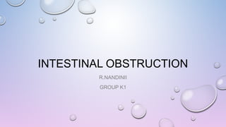 INTESTINAL OBSTRUCTION
R.NANDINII
GROUP K1
 