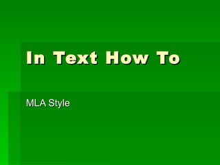 In Text How To MLA Style 