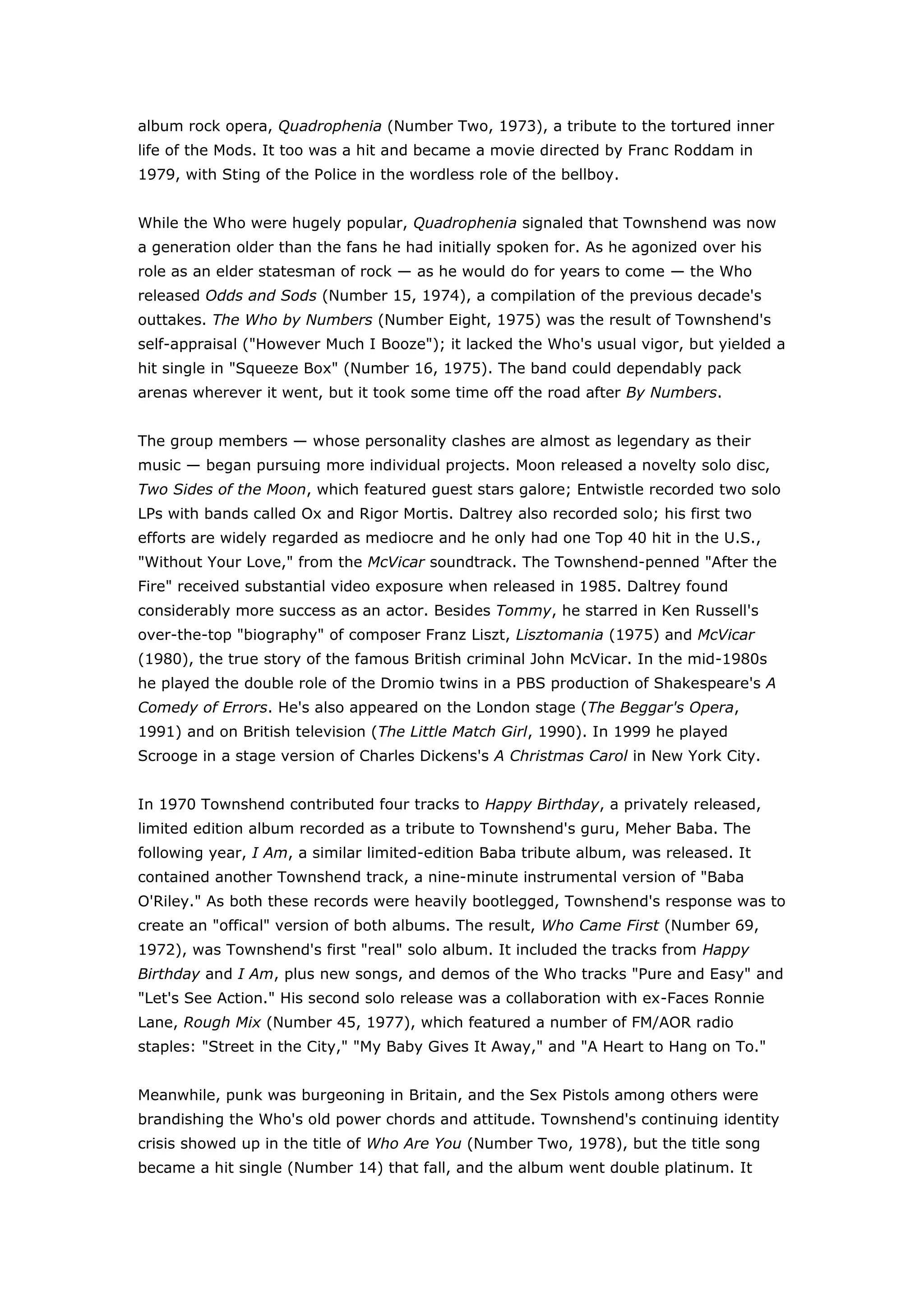 In The Annals Of Rock History The Who