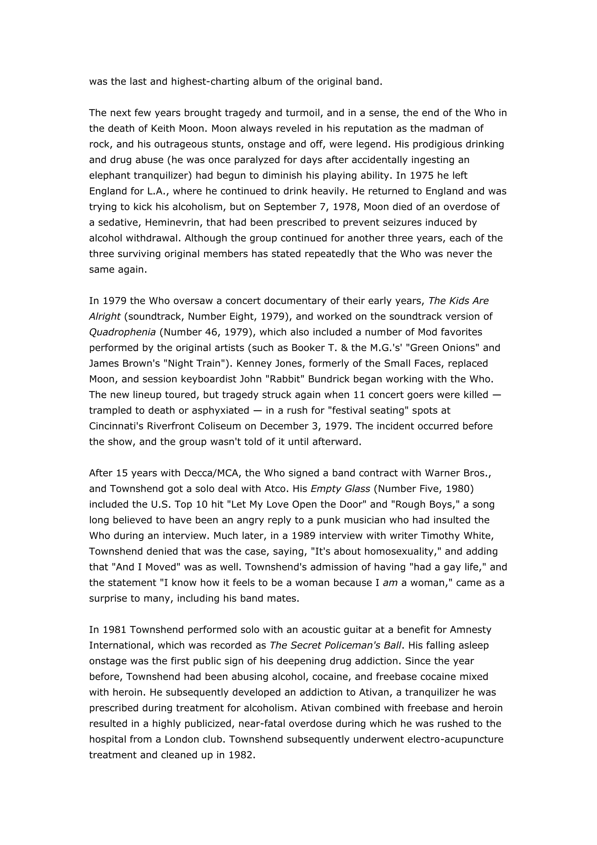 In The Annals Of Rock History The Who