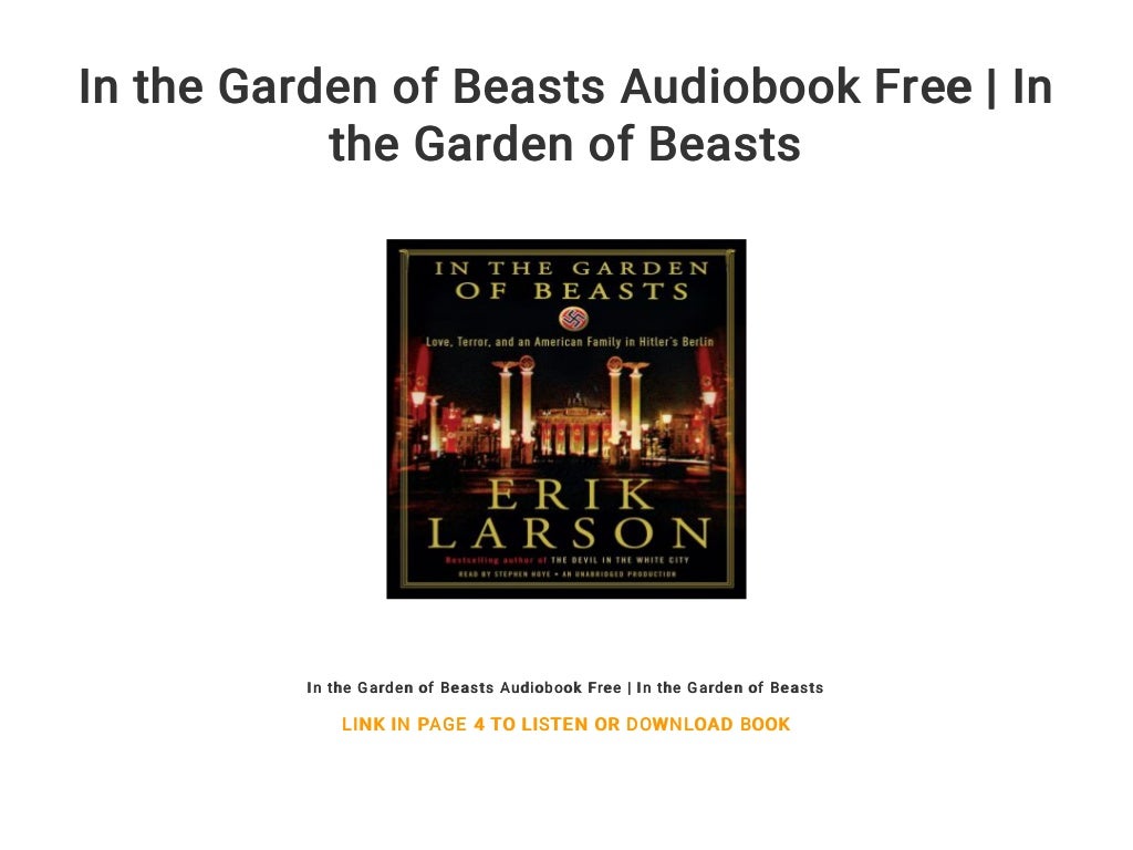 In the Garden of Beasts Audiobook Free | In the Garden of Beasts