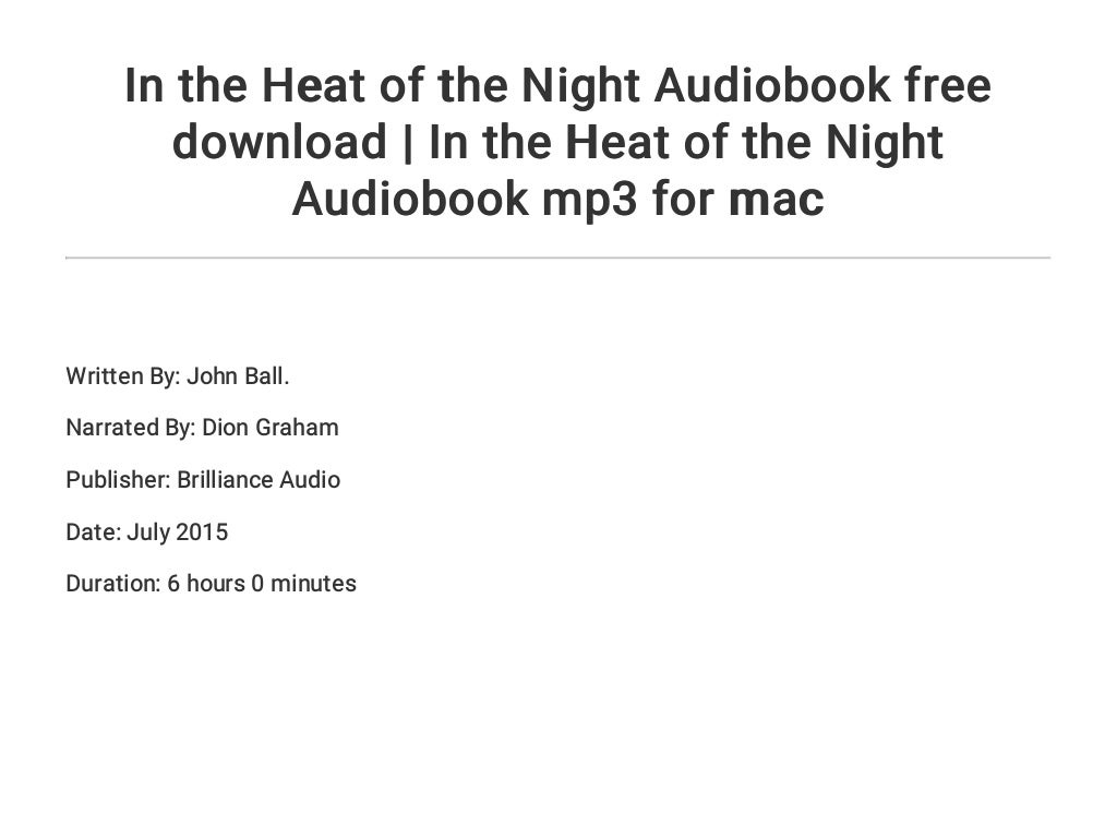 in the heat of the night book summary