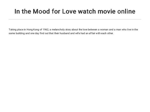 in the mood for love watch online