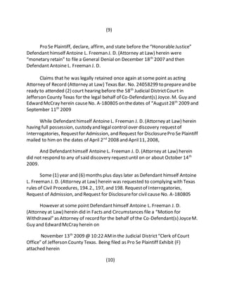 MOTION TO FREEZE DOCUMENTS ASSETS OF DEFENDANT ANTOINE L FREEMAN J D MOTION TO FREEZE DOCUMENTS ASSETS OF DEFENDANT ANTOINE L FREEMAN J D