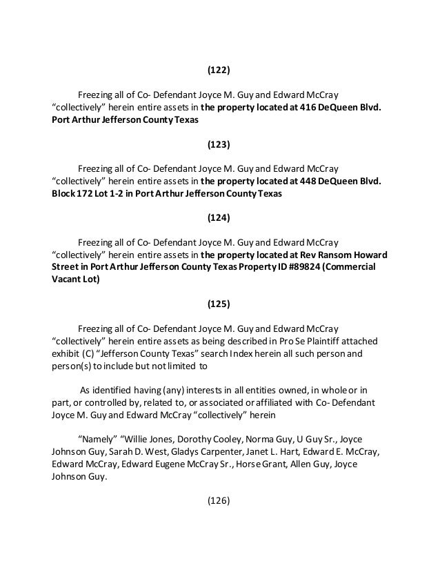 MOTION TO FREEZE DOCUMENTS, ASSETS, OF DEFENDANT ANTOINE L. FREEMAN J…