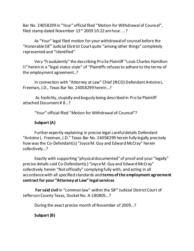 In The United States District Court Defendant Antoine L