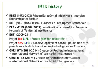  REIES (1992-2002) Réseau Européen d’Initiatives d’Insertion
Economique et Sociale
 REIT (2002-2006) Réseau Européen d’I...