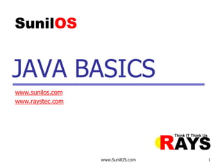 www.SunilOS.com 1
JAVA BASICS
www.sunilos.com
www.raystec.com
 