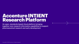 AccentureINTIENT
ResearchPlatform
An open, standards-based cloud platform bringing
together core research informatics capa...