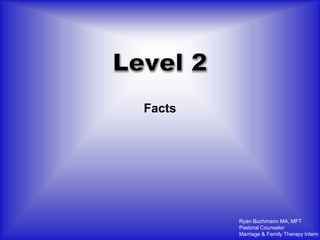 Facts




        Ryan Buchmann MA, MFT
        Pastoral Counselor
        Marriage & Family Therapy Intern
 