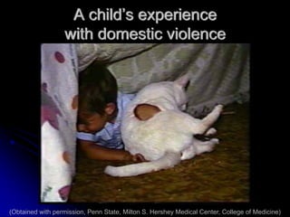 A child’s experience
                  with domestic violence




(Obtained with permission, Penn State, Milton S. Hershey Medical Center, College of Medicine)
 