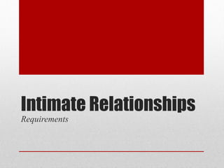 Intimate Relationships
Requirements
 