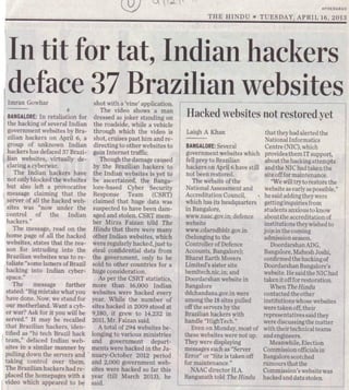In tit for tat,indian hackers deface 37 brazilian websites