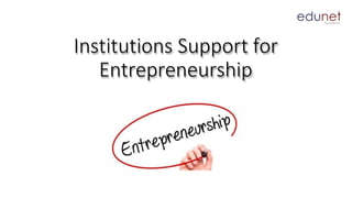 Institutions Support for
Entrepreneurship
 