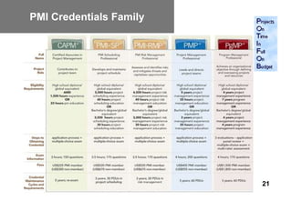 PMI Credentials Family




                         21
 