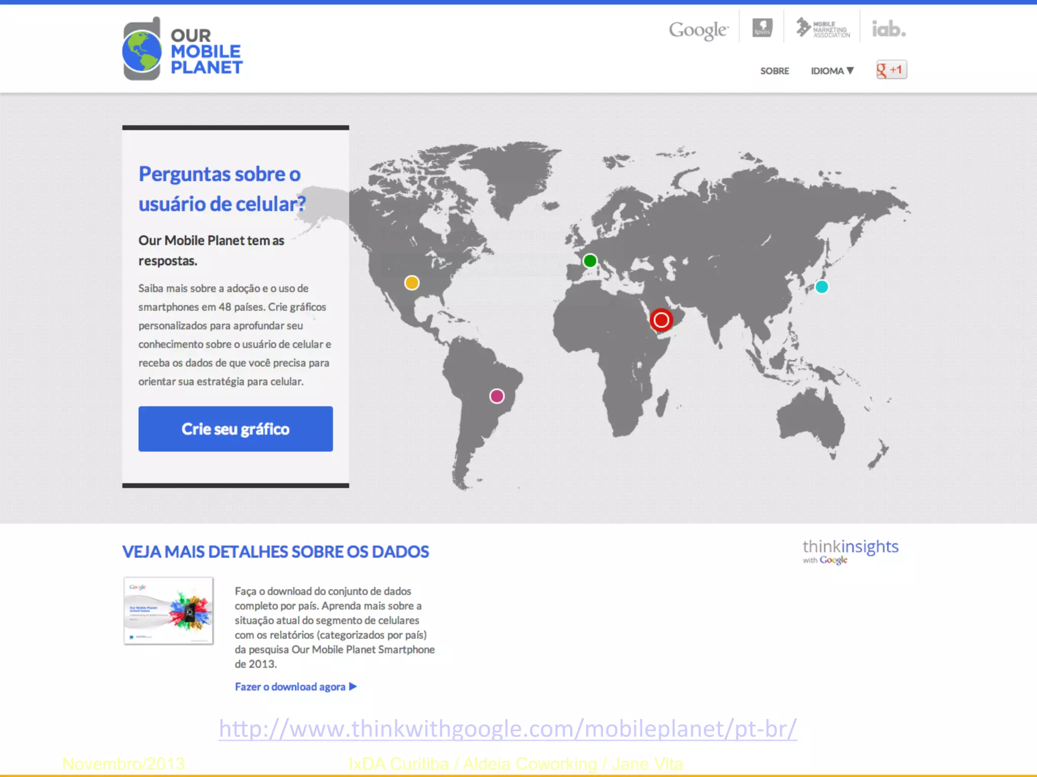 hfp://www.thinkwithgoogle.com/mobileplanet/pt-­‐br/	
  
Novembro/2013

IxDA Curitiba / Aldeia Coworking / Jane Vita

 
