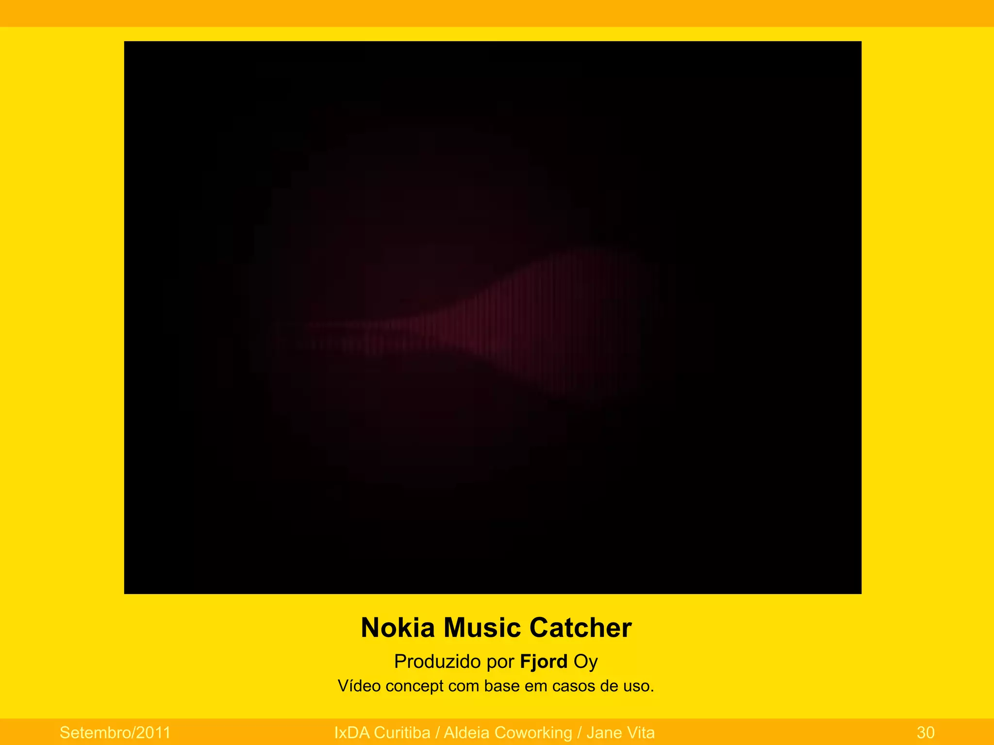 Nokia Music Catcher
Produzido por Fjord Oy
Vídeo concept com base em casos de uso.
Setembro/2011

IxDA Curitiba / Aldeia Coworking / Jane Vita

30

 