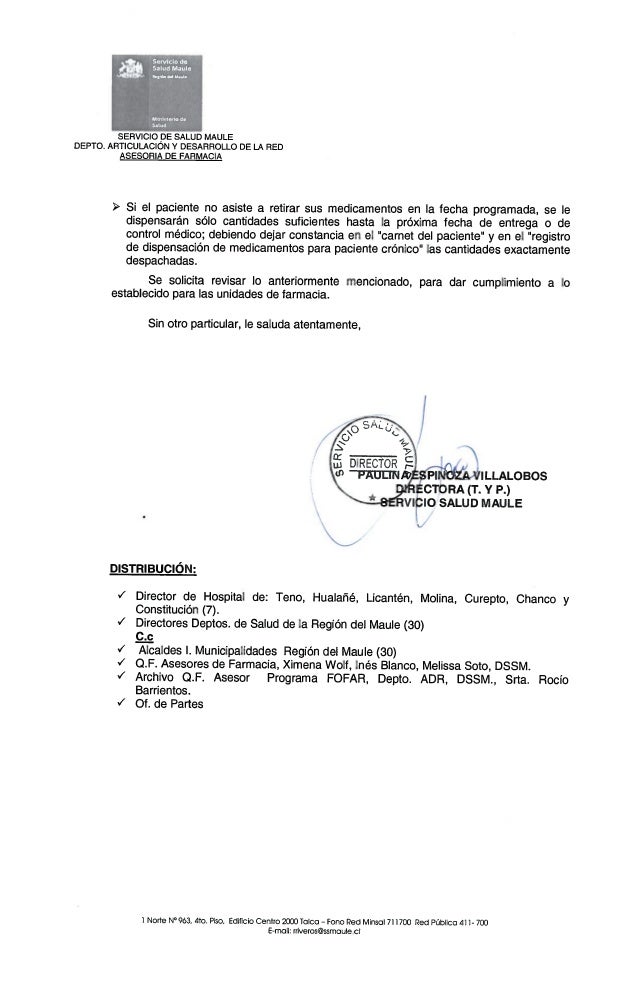 Int N 30 Oficio 60 Dispensacion De Medicamentos Para Patologias Cro Int N 30 Oficio 60 Dispensacion De Medicamentos Para Patologias Cro