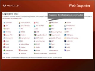 Web Importer
Recursos de información soportados
 