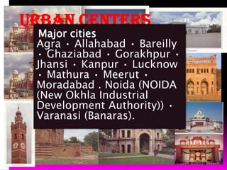 CONSTITUENT REGIONS1-THE DOAB REGION2-THE ROHAILKHAND REGION IN NORTH3-AWADH IN CENTER4-BAGELKHAND and BUNDELKHAND5-PURVANCHAL (eastern province)
