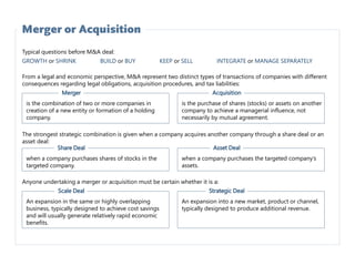 Mergers & Acquisitions - introduction | PDF