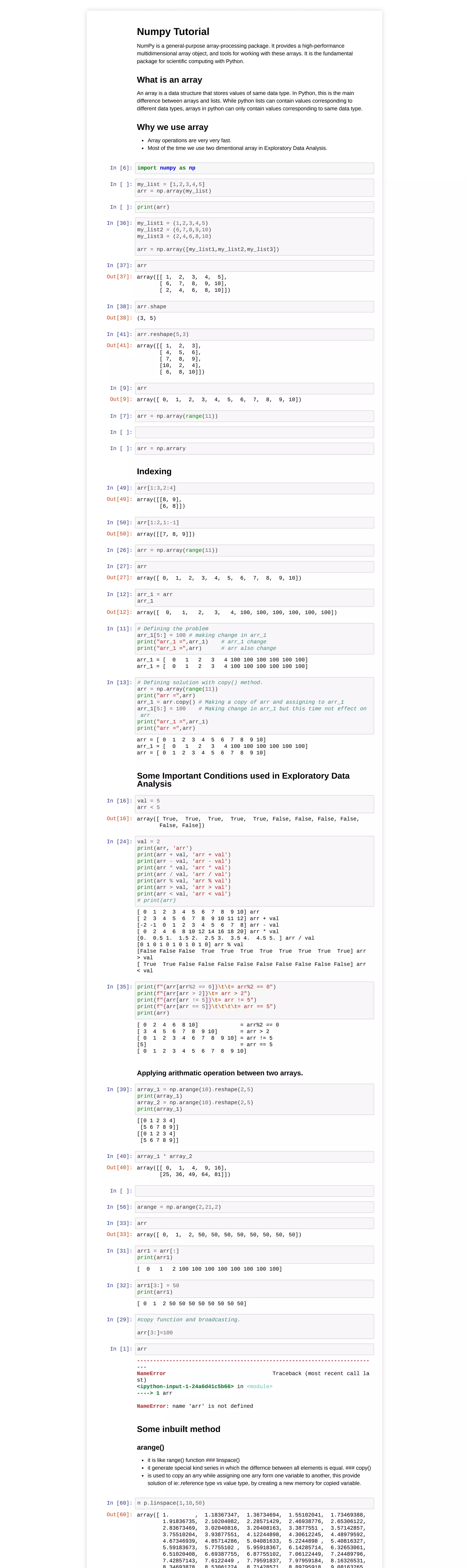Intoduction to numpy | PDF