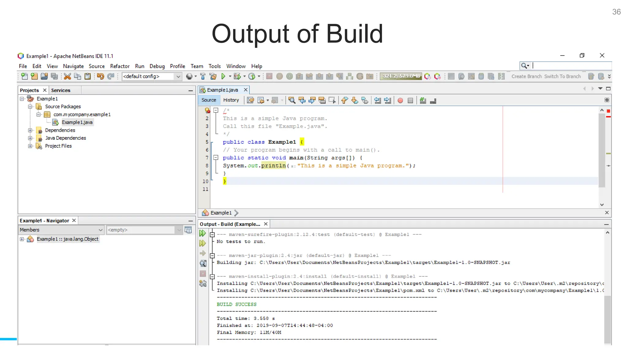 36 Output of Build Tests 