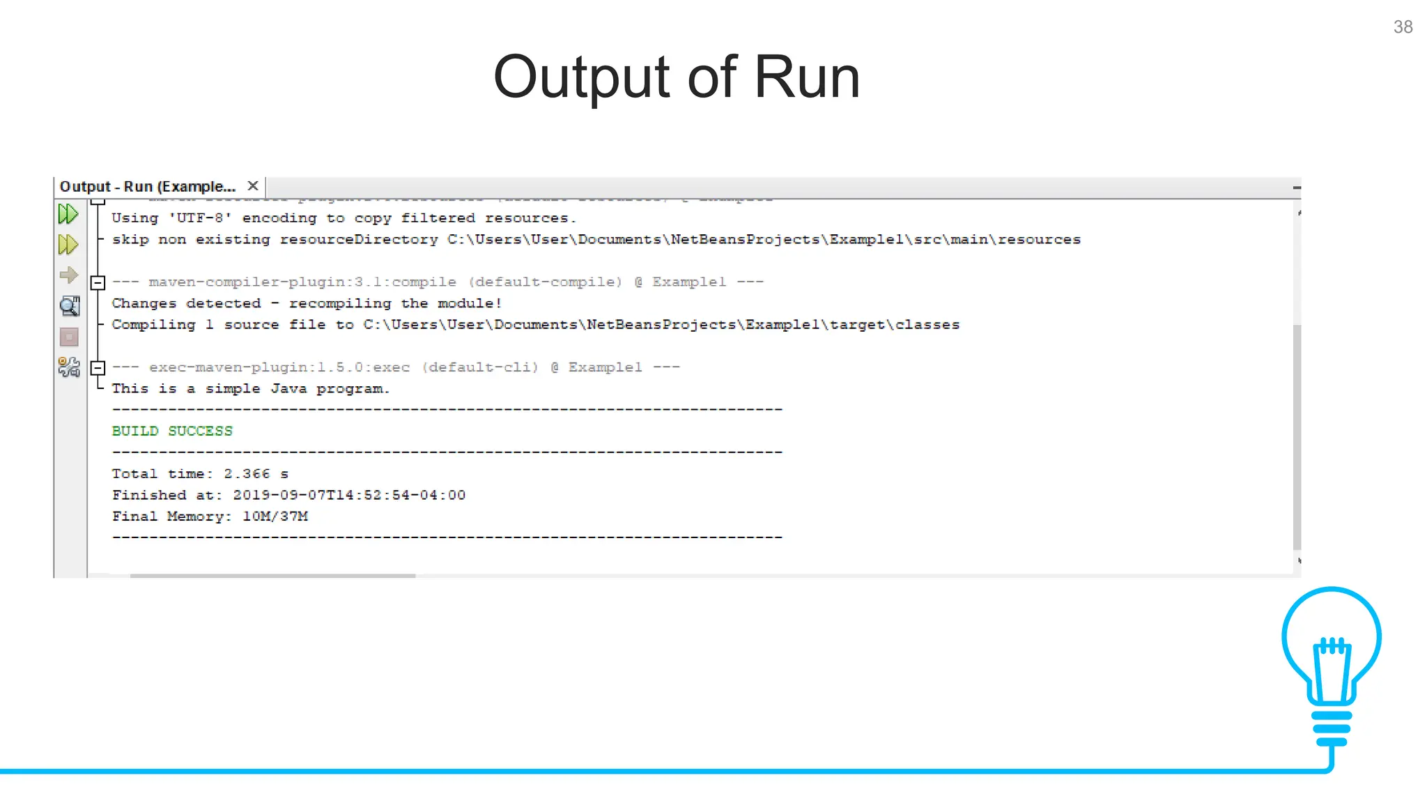 38 Output of Run Tests 