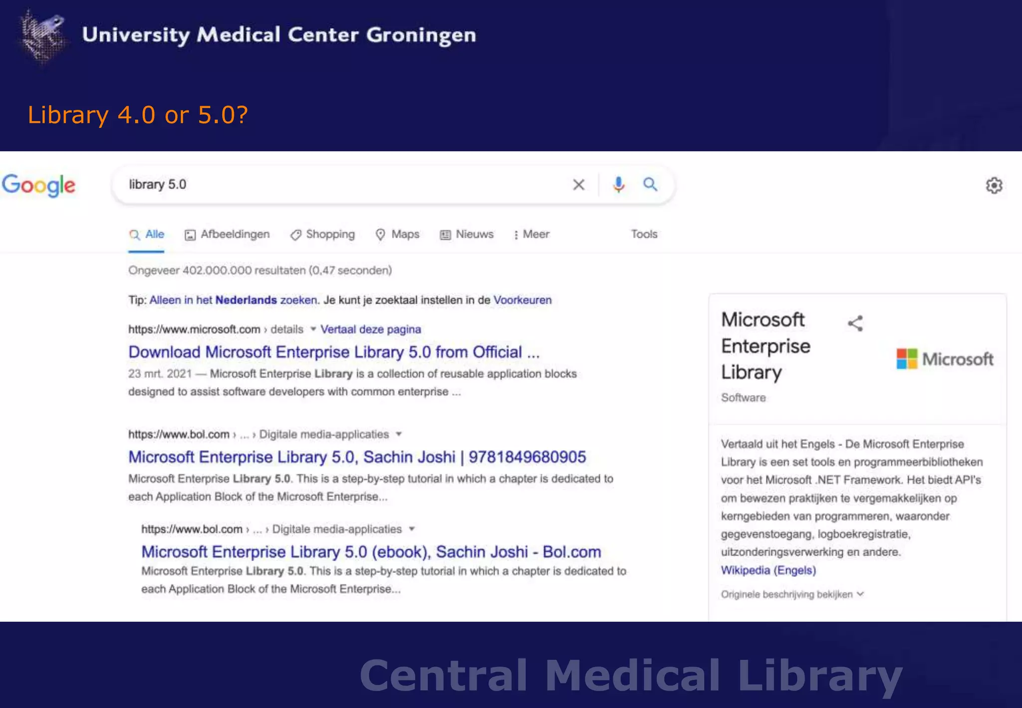 Central Medical Library
Library 4.0 or 5.0?
 