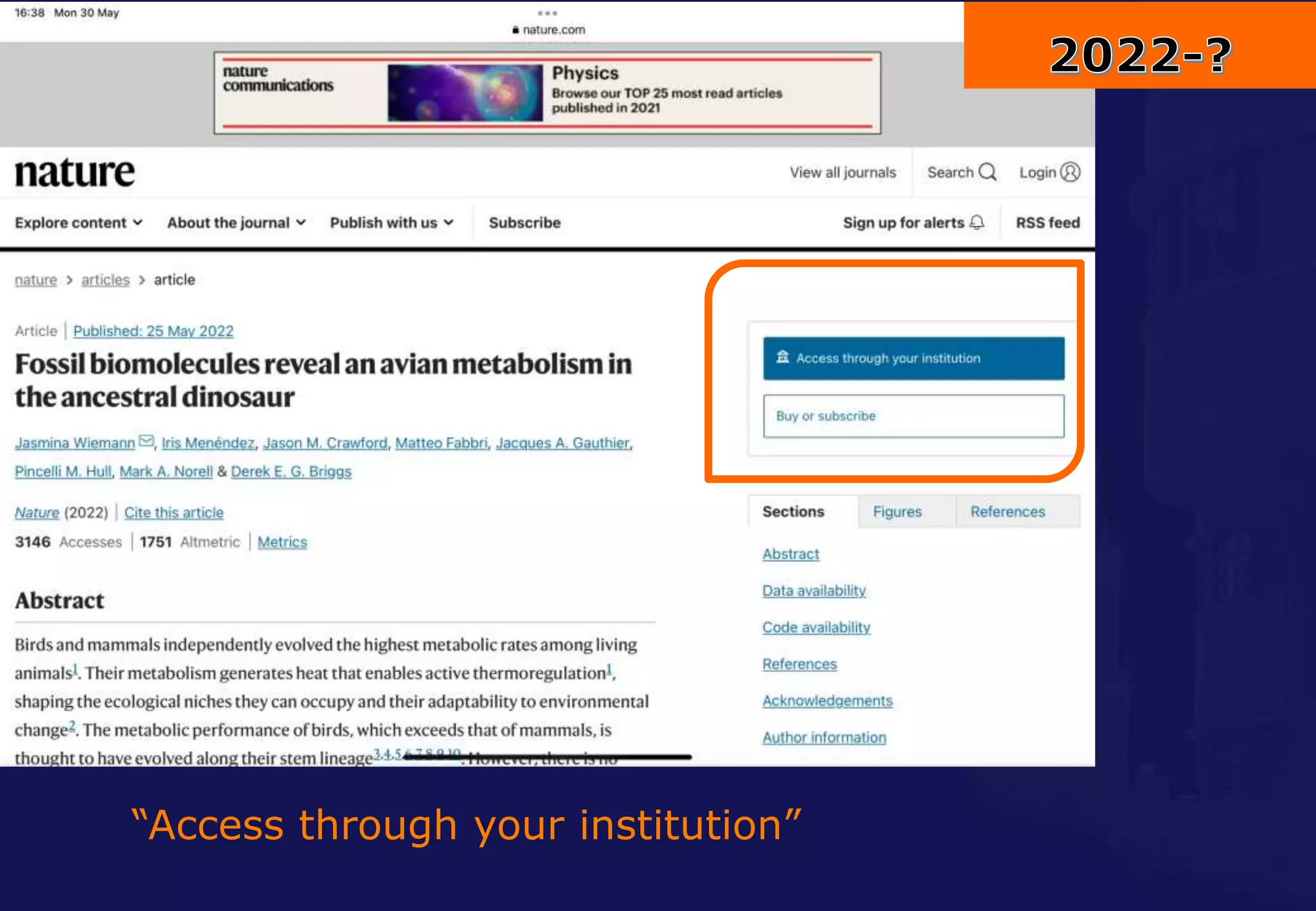 “Access through your institution”
 