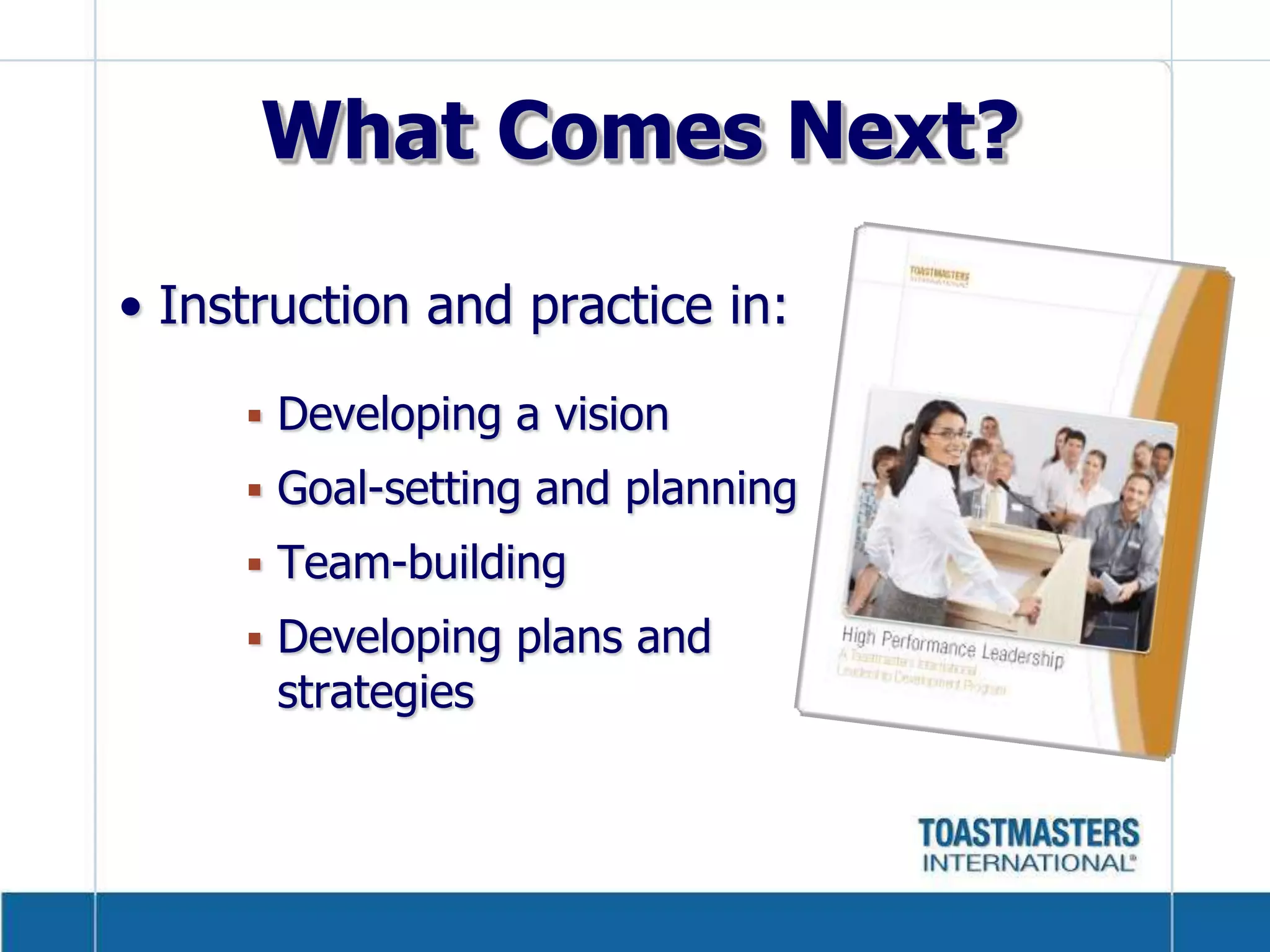 What Comes Next?Choose from 15 advanced manuals to learn skills related to specific interests.