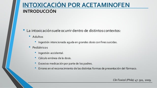 Intoxicación acetaminofen Intoxicación acetaminofen