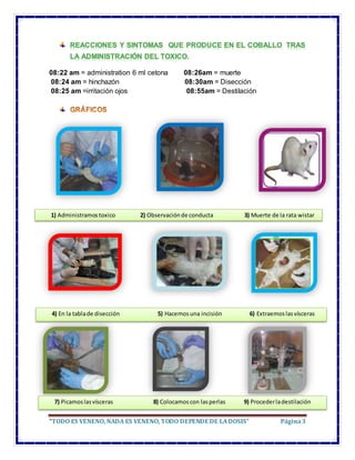 “TODO ES VENENO, NADA ES VENENO, TODO DEPENDE DE LADOSIS” Página3
08:22 am = administration 6 ml cetona 08:26am = muerte
0...