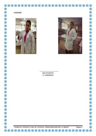 “TODO ES VENENO, NADA ES VENENO; TODO DEPENDE DE LA DOSIS” Página 9
ANEXOS
ANA PESANTEZ
CI: 0706584216
 