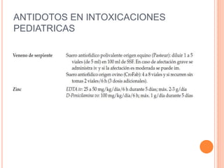 ANTIDOTOS EN INTOXICACIONES
PEDIATRICAS
 