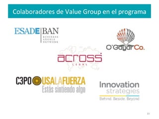 33	
  
	
  
Colaboradores	
  de	
  Value	
  Group	
  en	
  el	
  programa	
  
	
  
 