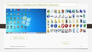 Elaborado: Narcisio Reinaldo Mutemba 59
Caracterizar e trabalhar com diferentes elementos
Atalhos/shortcut
Ícones
 