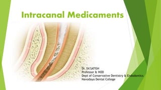 Intracanal Medicaments
Dr. SV.SATISH
Professor & HOD
Dept of Conservative Dentistry & Endodontics
Navodaya Dental College
 